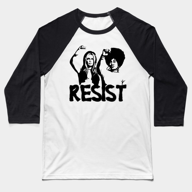 Gloria Steinem and Angela Davis Portrait Baseball T-Shirt by Slightly Unhinged